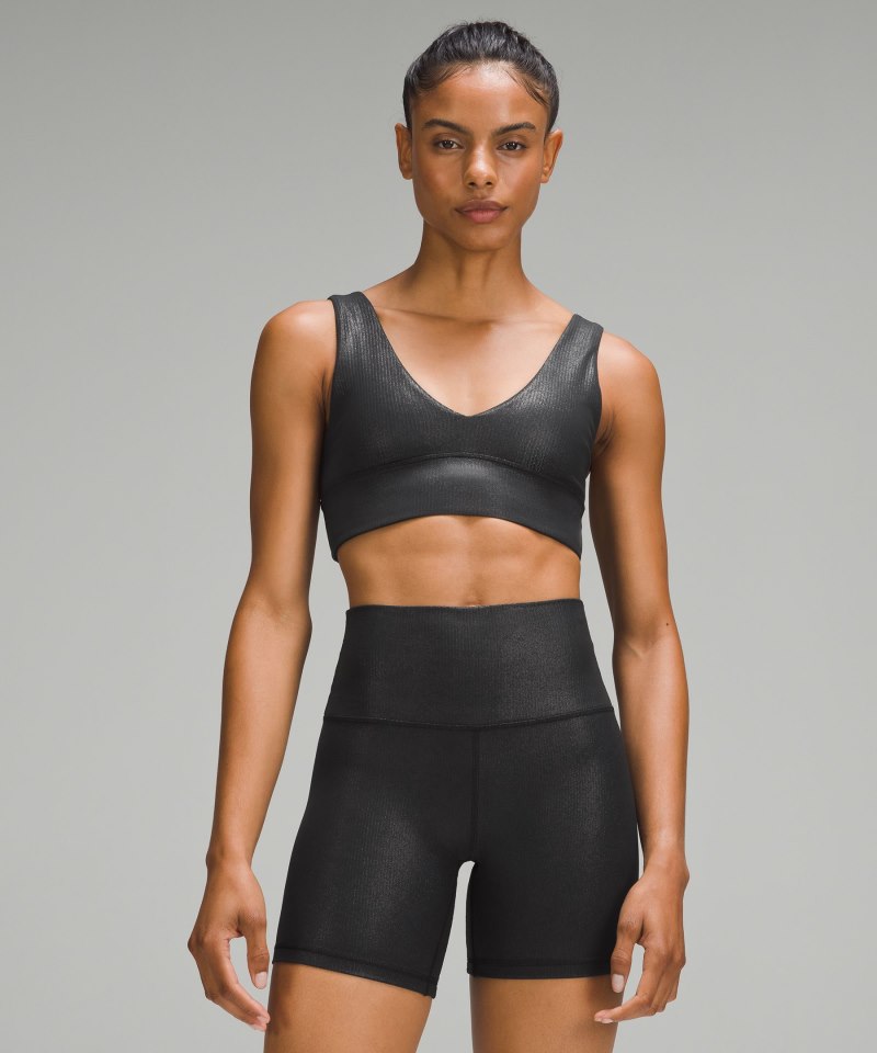 Lululemon Align™ Ribbed V-Neck Bra *Light Support, A / B Cup Shine Black Online Outlet Sale