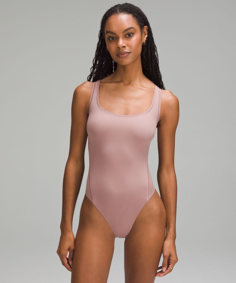 Lululemon Wundermost Ultra-Soft Nulu Square-Neck Sleeveless Bodysuit Twilight Rose Online Outlet Sale