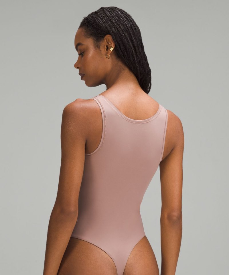 Lululemon Wundermost Ultra-Soft Nulu Square-Neck Sleeveless Bodysuit Twilight Rose Online Outlet Sale