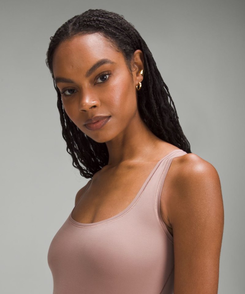 Lululemon Wundermost Ultra-Soft Nulu Square-Neck Sleeveless Bodysuit Twilight Rose Online Outlet Sale
