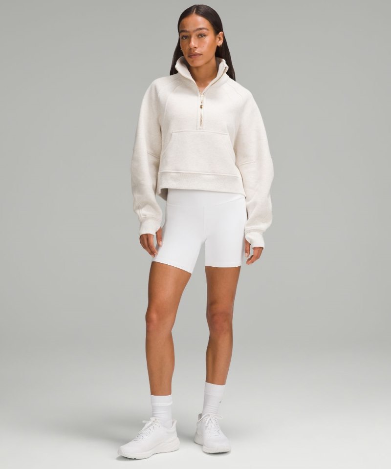 Lululemon Scuba Oversized Funnel-Neck Half Zip Heathered Bone / Gold Online Outlet Sale