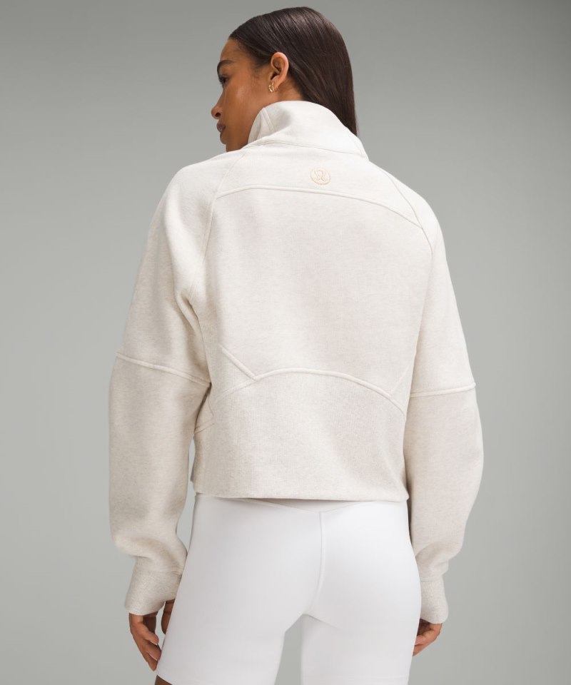 Lululemon Scuba Oversized Funnel-Neck Half Zip Heathered Bone / Gold Online Outlet Sale