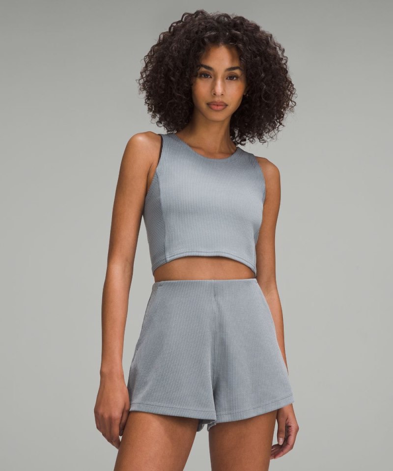 Lululemon Ribbed Softstreme Cropped Tank Top Belgian Blue Online Outlet Sale