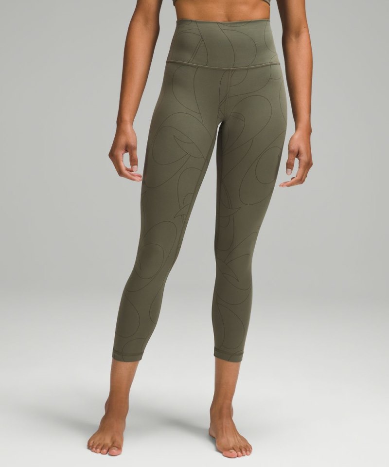 Lululemon Align™ High-Rise Crop 23" Scripted Yogo Army Green / Dark Olive Online Outlet Sale