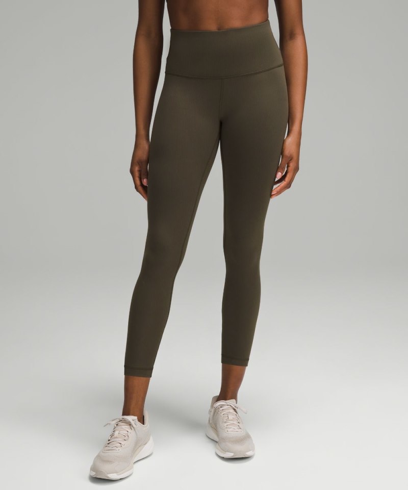 Lululemon Wunder Train High-Rise Ribbed Tight 25" Dark Olive Online Outlet Sale