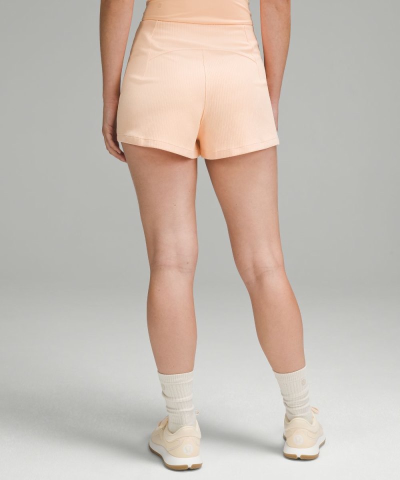 Lululemon Ribbed Softstreme High-Rise Short 2" Peach Bellini Online Outlet Sale