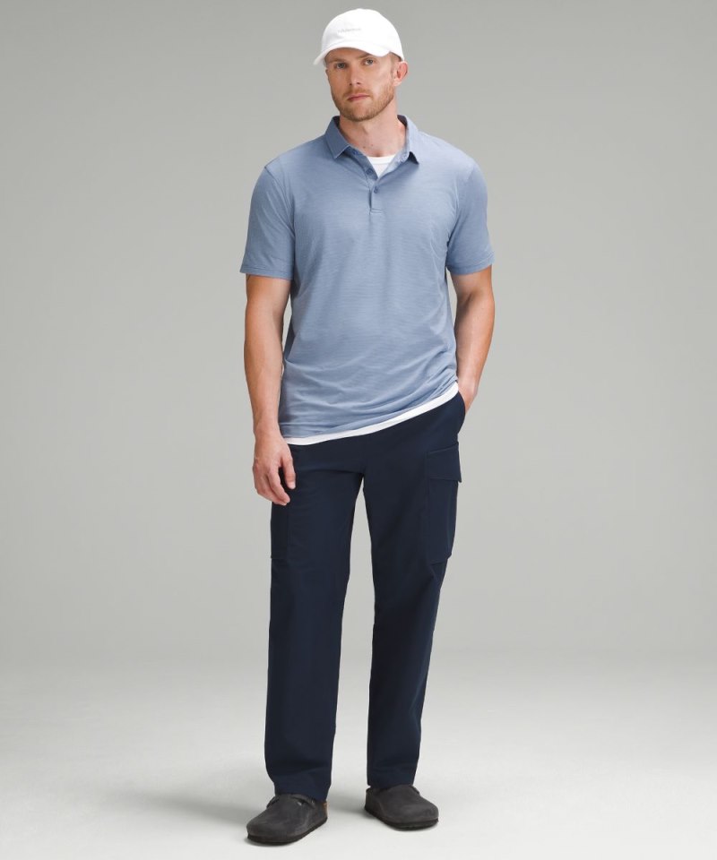 Lululemon Evolution Short-Sleeve Polo Shirt Commission Stripe Oasis Blue White Online Outlet Sale