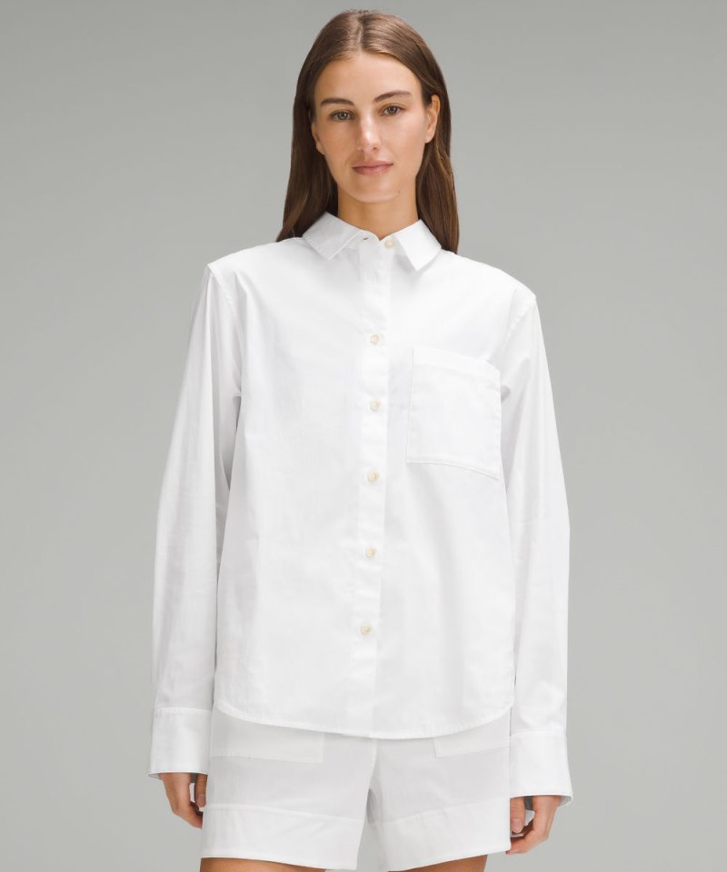 Lululemon Relaxed-Fit Cotton-Blend Poplin Button-Down Shirt White Online Outlet Sale