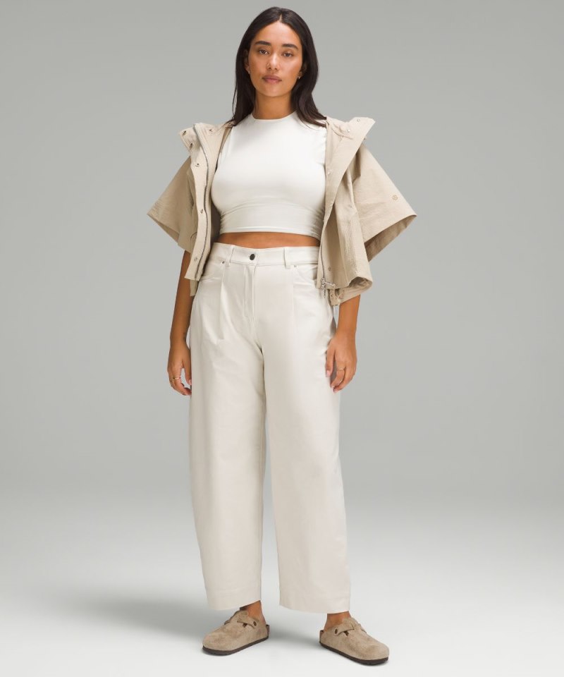 Lululemon Wundermost Ultra-Soft Nulu Crewneck Cropped T-Shirt Bone Online Outlet Sale