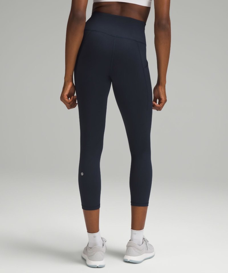 Lululemon Wunder Train High-Rise Crop with Pockets 23" True Navy Online Outlet Sale