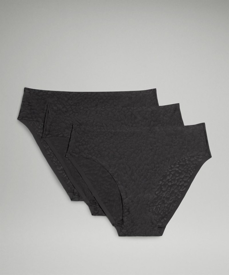 Lululemon InvisiWear Mid-Rise Bikini Underwear Performance Lace *3 Pack Black Online Outlet Sale