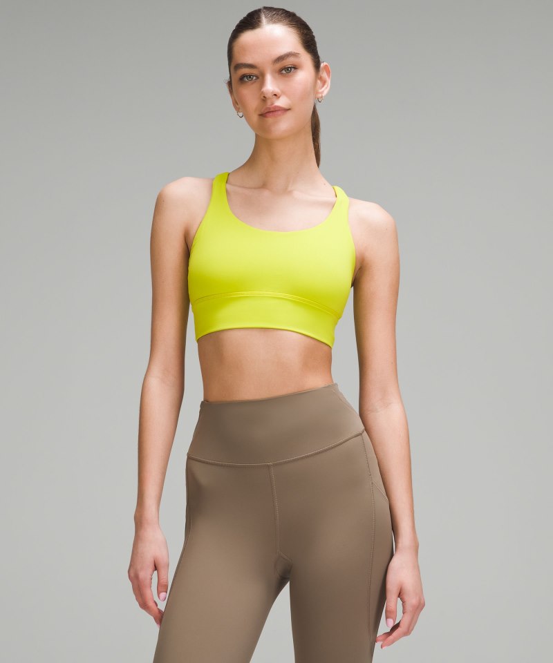 Lululemon Energy Longline Bra *Medium Support, B–D Cups Lichen Lime Online Outlet Sale