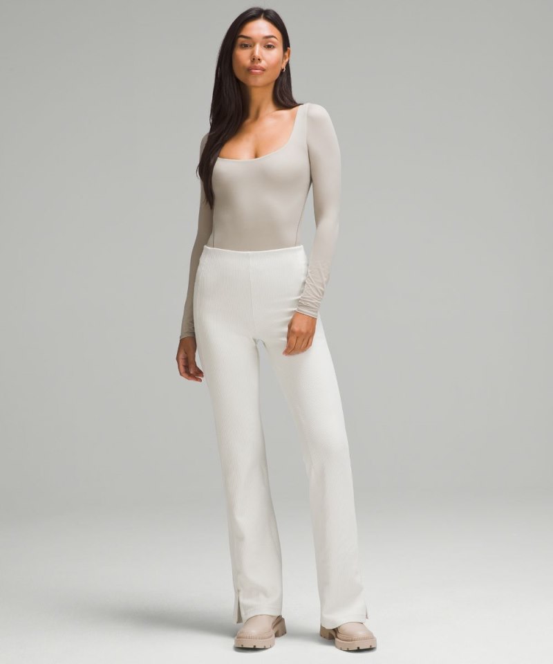 Lululemon Wundermost Ultra-Soft Nulu Square-Neck Long-Sleeve Bodysuit Riverstone Online Outlet Sale