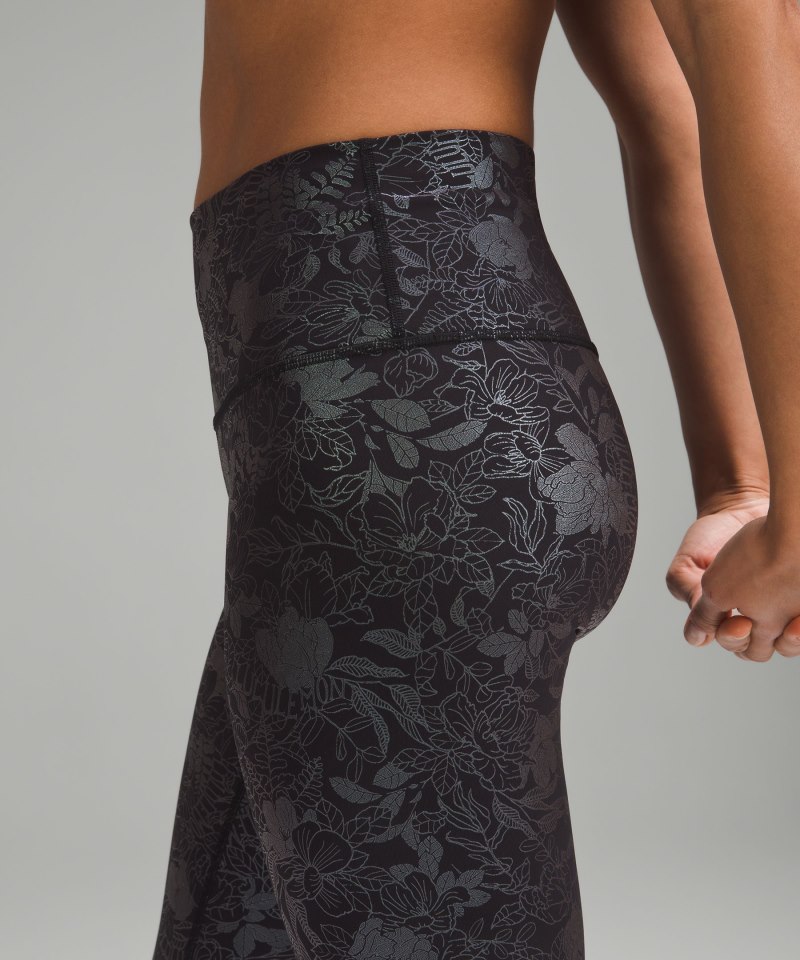 Lululemon Wunder Under High-Rise Tight 25" *Shine Logo Flourish Black Iridescent Foil Online Outlet Sale
