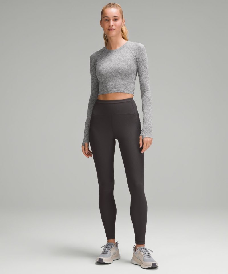 Lululemon Swiftly Tech Cropped Long-Sleeve Shirt 2.0 Slate / White Online Outlet Sale