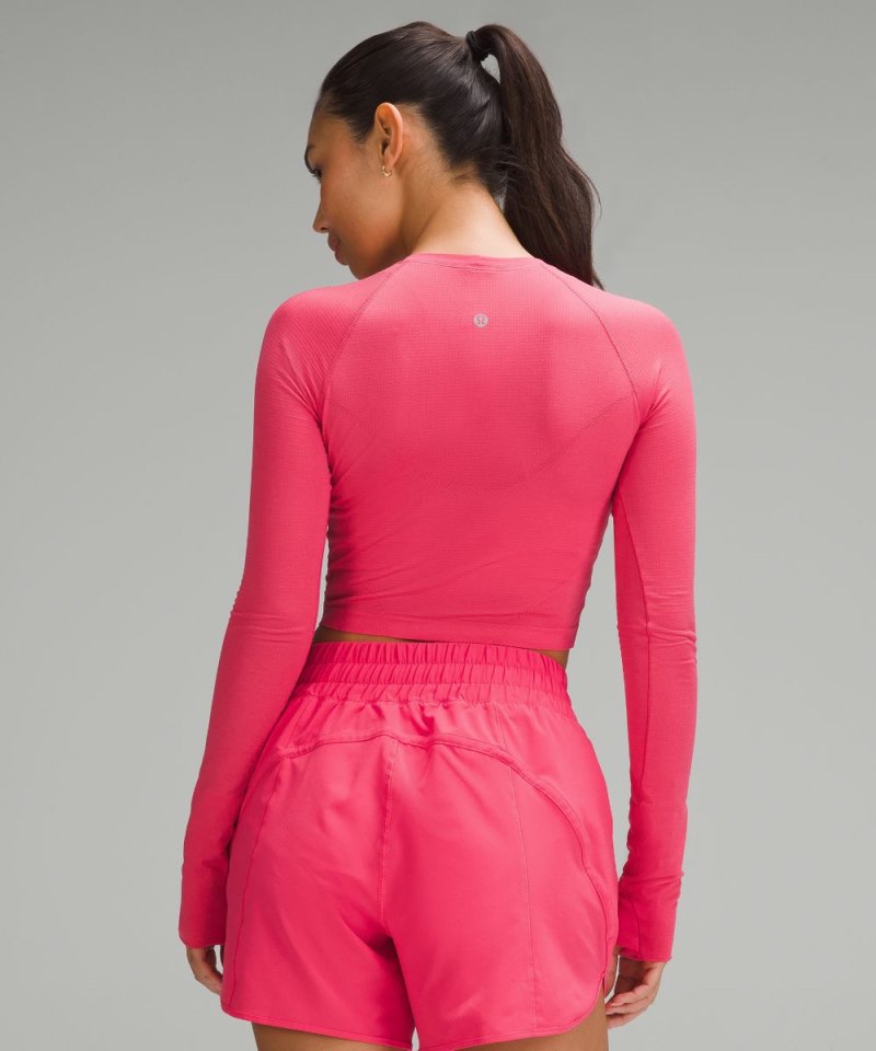 Lululemon Swiftly Tech Cropped Long-Sleeve Shirt 2.0 Glaze Pink / Glaze Pink Online Outlet Sale