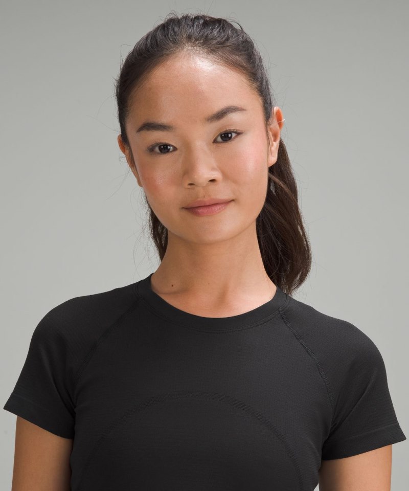 Lululemon Swiftly Tech Cropped Short-Sleeve Shirt 2.0 Black / Black (not available) Online Outlet Sale