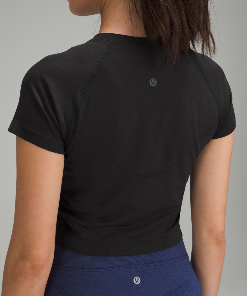 Lululemon Swiftly Tech Cropped Short-Sleeve Shirt 2.0 Black / Black (not available) Online Outlet Sale