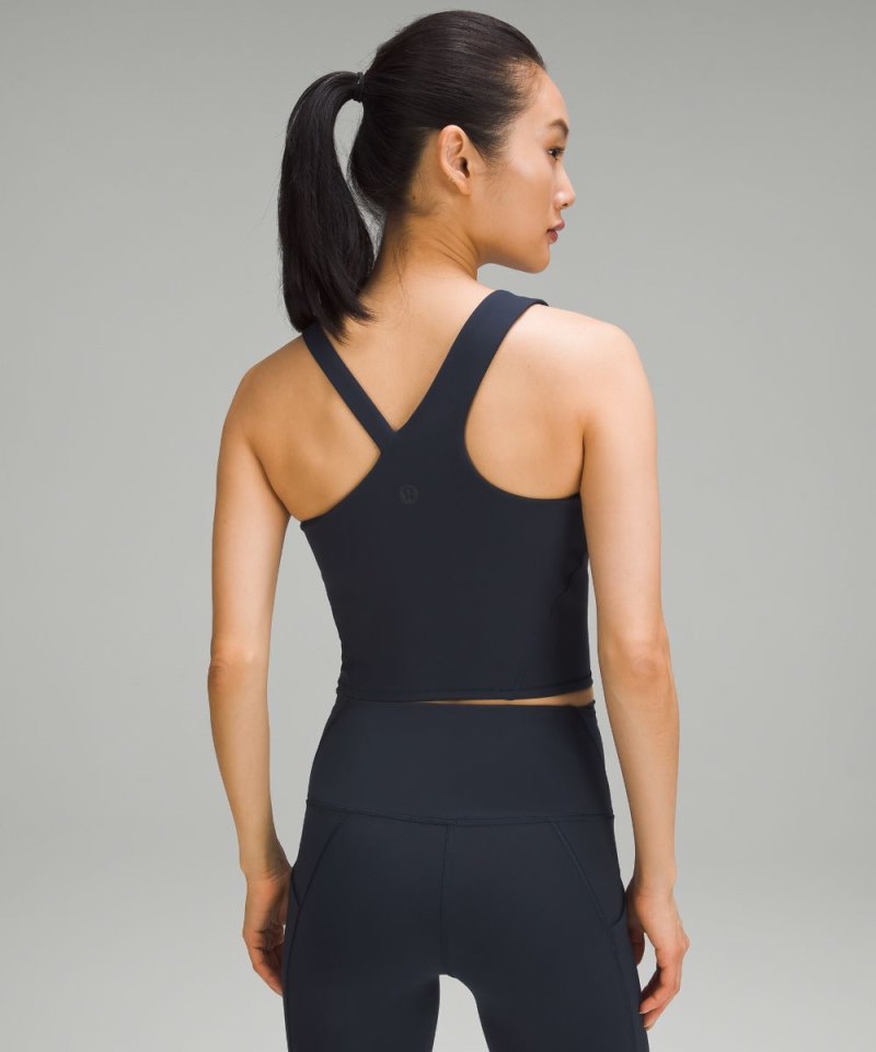Lululemon Everlux Asymmetrical Tennis Tank Top True Navy Online Outlet Sale