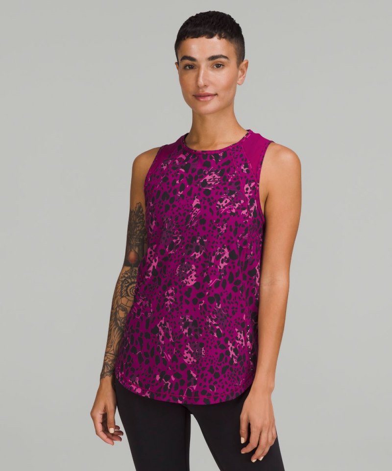 Lululemon Sculpt Tank Top *Back Vent Cheetah Camo Magenta Purple Multi / Magenta Purple Online Outlet Sale