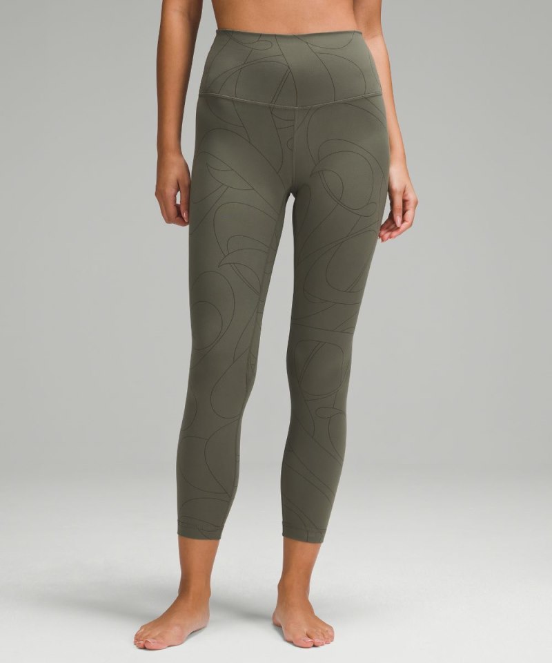 Lululemon Align™ High-Rise Pant 25" Scripted Yogo Army Green / Dark Olive Online Outlet Sale