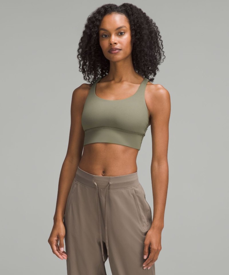 Lululemon Energy Longline Bra *Medium Support, B–D Cups Army Green Online Outlet Sale