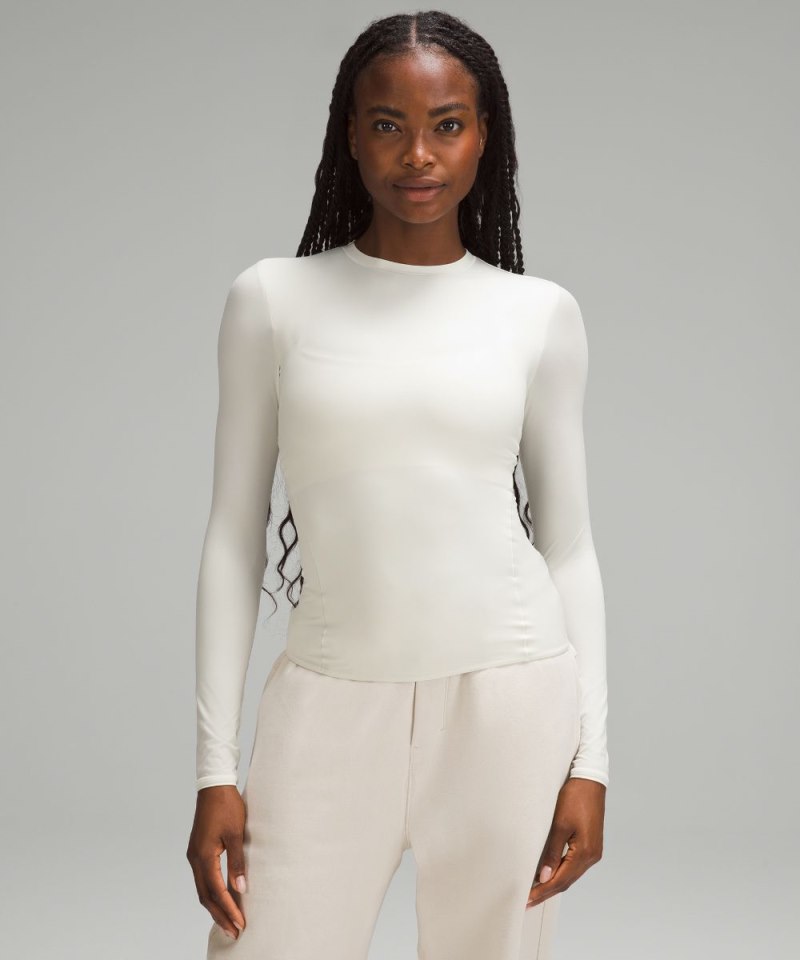 Lululemon Wundermost Ultra-Soft Nulu Crewneck Long-Sleeve Shirt Bone Online Outlet Sale