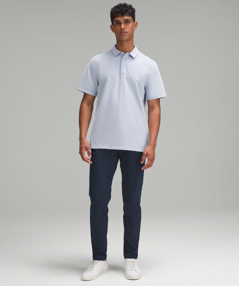 Lululemon Evolution Short-Sleeve Polo Shirt *Oxford Blue Linen / White Online Outlet Sale