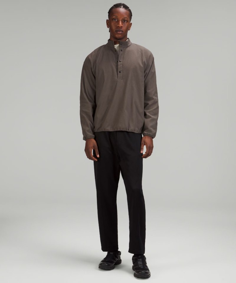 Lululemon lab Woven Long-Sleeve Henley Nano Check Rover Black Online Outlet Sale