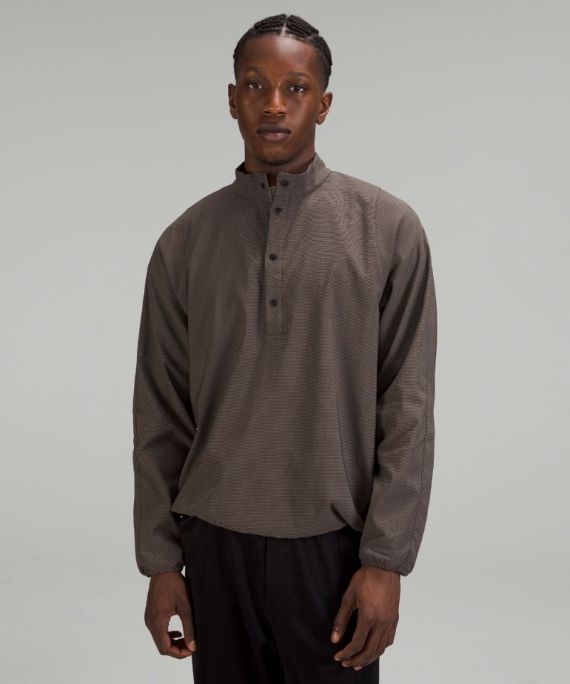 Lululemon lab Woven Long-Sleeve Henley Nano Check Rover Black Online Outlet Sale