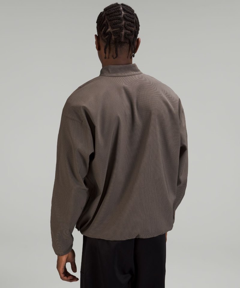 Lululemon lab Woven Long-Sleeve Henley Nano Check Rover Black Online Outlet Sale