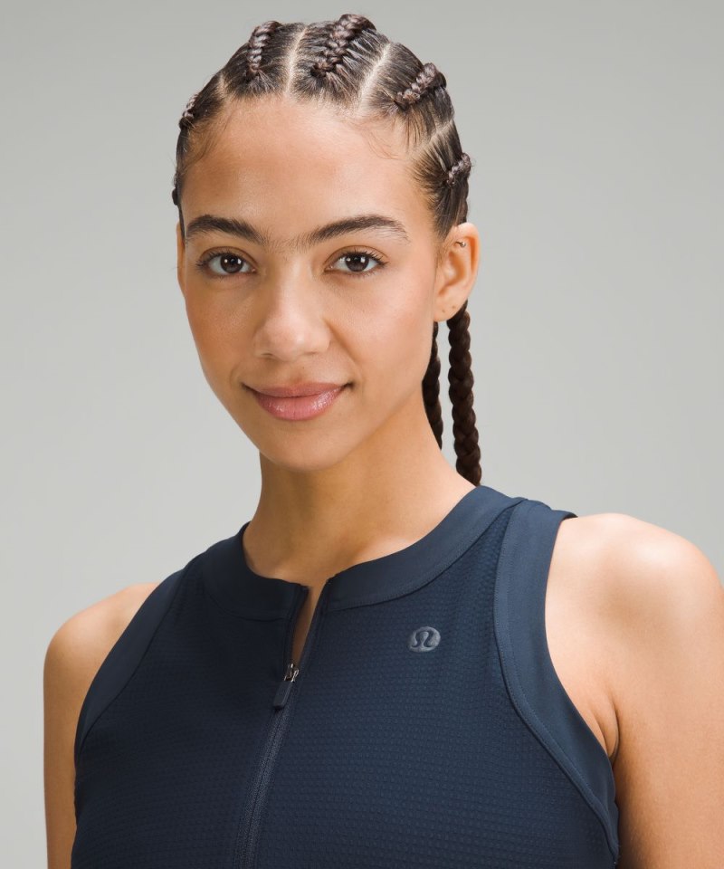 Lululemon Grid-Texture Sleeveless Linerless Tennis Dress True Navy Online Outlet Sale