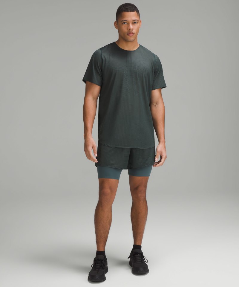 Lululemon lab Grid Mesh Short-Sleeve Shirt *Graphic Sea Steel Online Outlet Sale