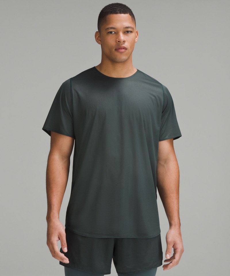 Lululemon lab Grid Mesh Short-Sleeve Shirt *Graphic Sea Steel Online Outlet Sale