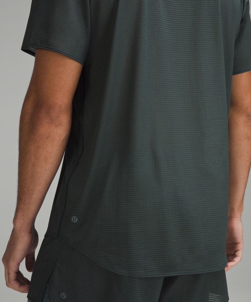 Lululemon lab Grid Mesh Short-Sleeve Shirt *Graphic Sea Steel Online Outlet Sale