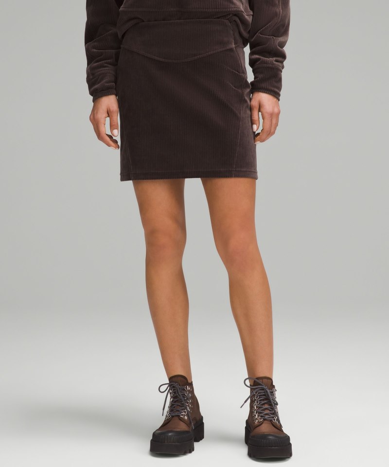 Lululemon Scuba Mid-Rise Mini Skirt *Velvet Cord Espresso Online Outlet Sale