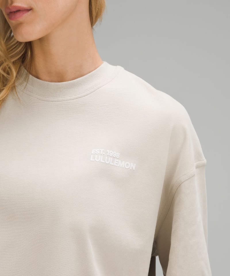 Lululemon Brushed Heavyweight Cotton Cropped Crew T-Shirt Mojave Tan Online Outlet Sale