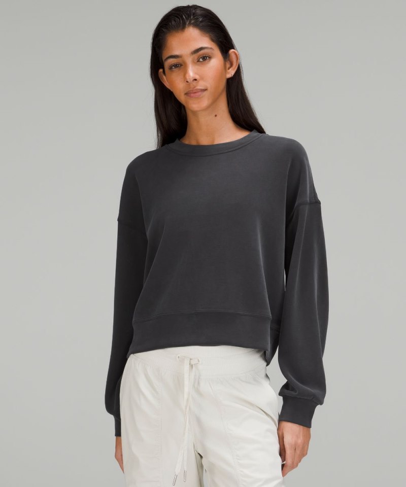 Lululemon Softstreme Perfectly Oversized Cropped Crew Black Online Outlet Sale