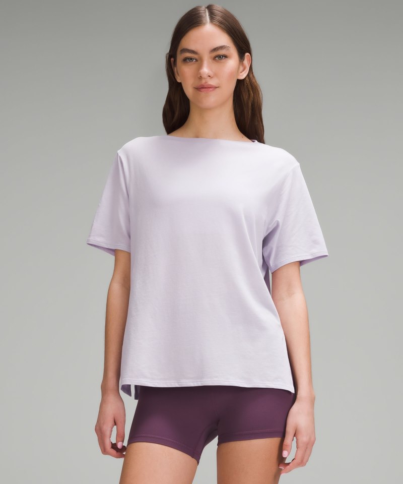 Lululemon Relaxed-Fit Boatneck T-Shirt Lilac Ether Online Outlet Sale