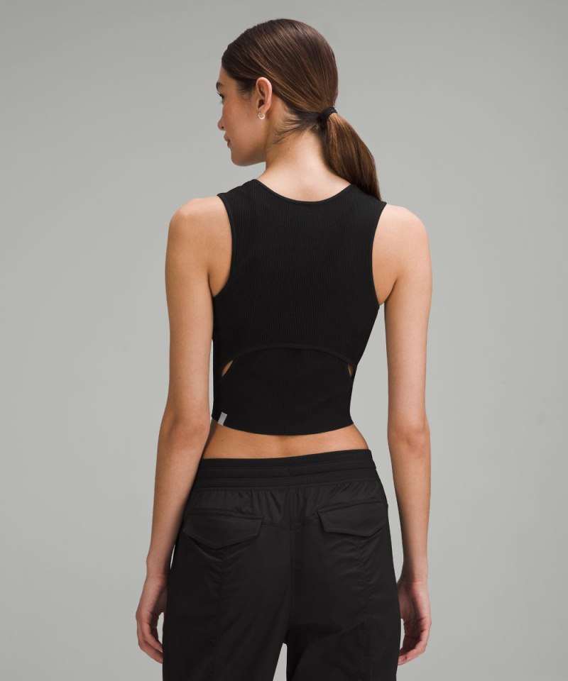 Lululemon Cut-Out Knit Tank Top Black / Black (not available) Online Outlet Sale