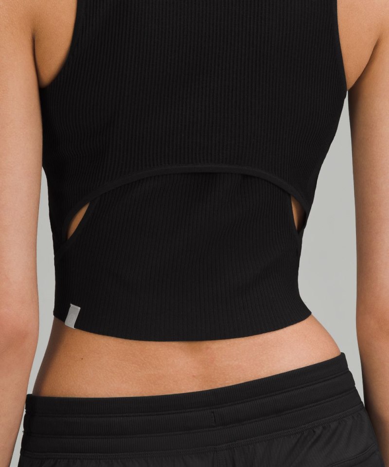 Lululemon Cut-Out Knit Tank Top Black / Black (not available) Online Outlet Sale