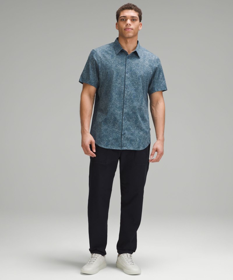 Lululemon Airing Easy Short-Sleeve Shirt Stippled Fusion Belgian Blue Multi Online Outlet Sale