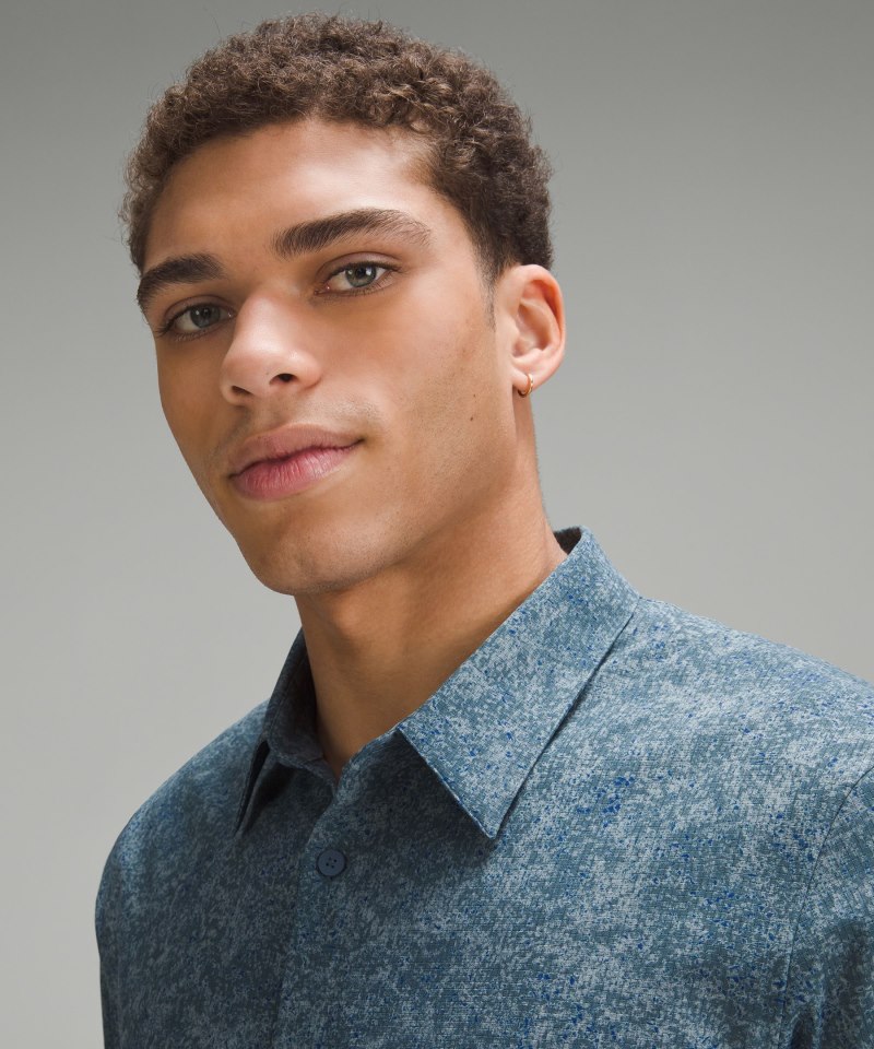 Lululemon Airing Easy Short-Sleeve Shirt Stippled Fusion Belgian Blue Multi Online Outlet Sale