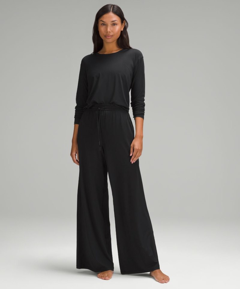 Lululemon Modal High-Rise Wide-Leg Lounge Pant Black Online Outlet Sale