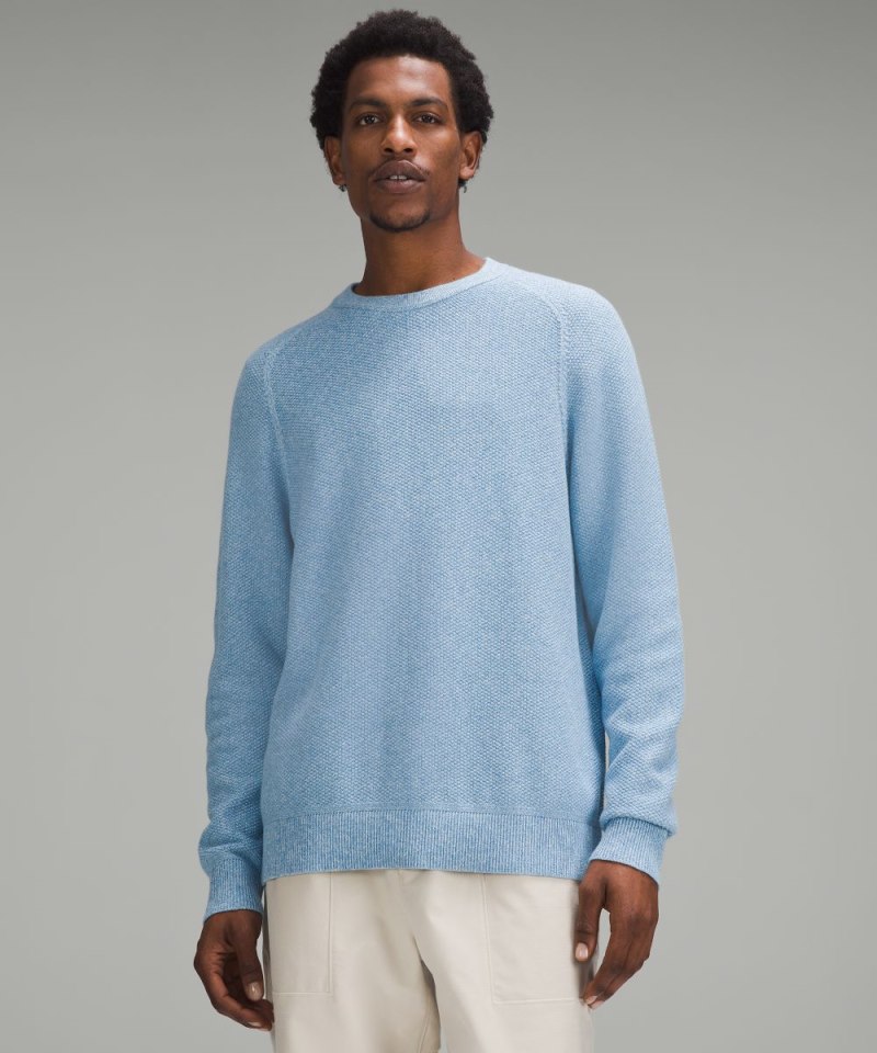 Lululemon Textured Knit Crewneck Sweater Heathered Blue Chill Online Outlet Sale