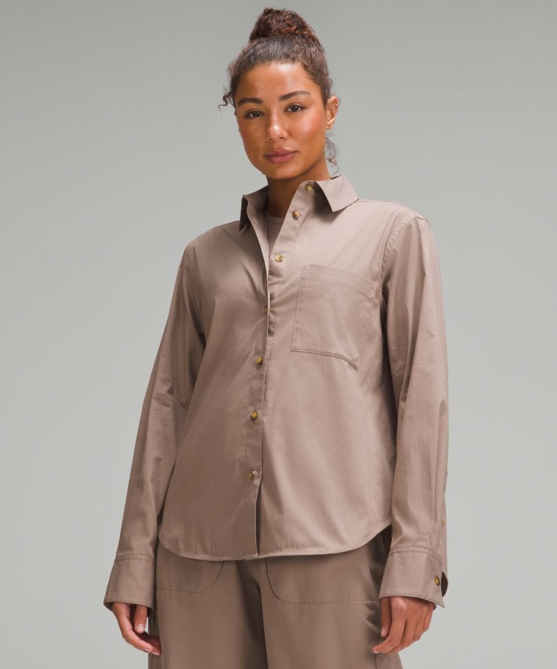 Lululemon Cotton-Blend Poplin Button-Down Shirt Taupetastic Online Outlet Sale