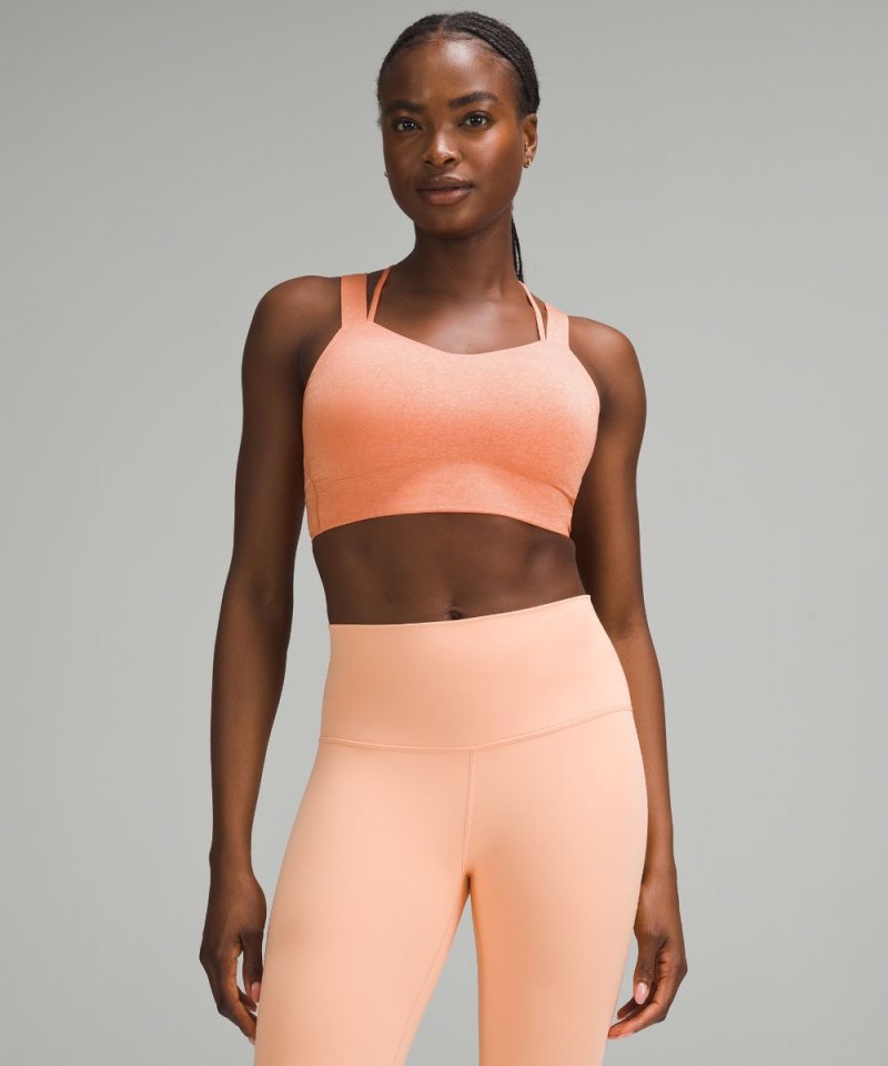Lululemon Like a Cloud Longline Bra *Light Support, D / DD Cup Heathered Coral Kiss Online Outlet Sale