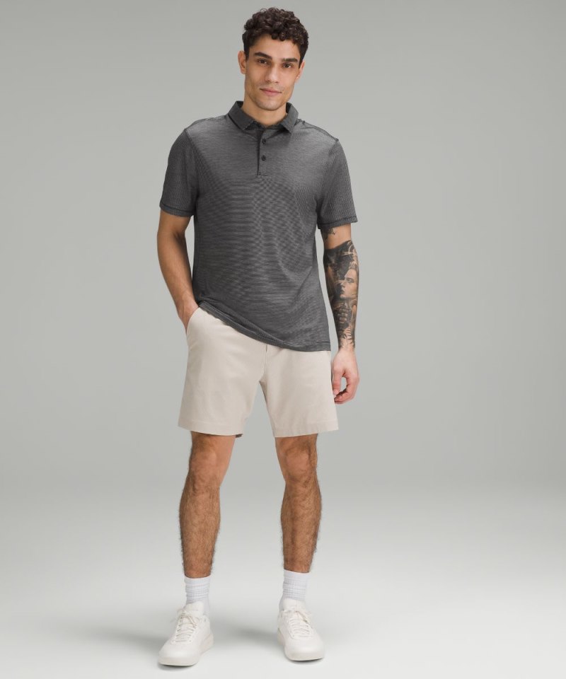 Lululemon Evolution Short-Sleeve Polo Shirt Commission Stripe Black White Online Outlet Sale