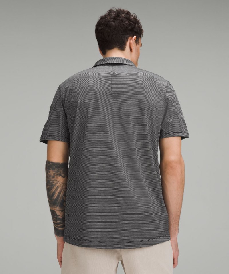 Lululemon Evolution Short-Sleeve Polo Shirt Commission Stripe Black White Online Outlet Sale