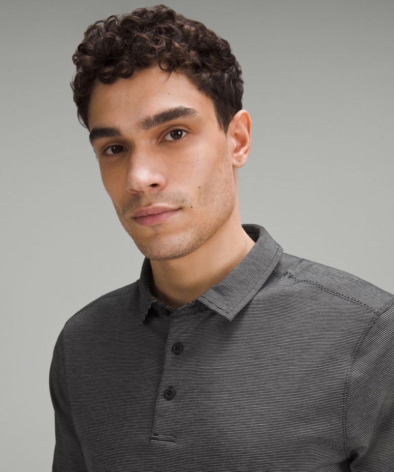 Lululemon Evolution Short-Sleeve Polo Shirt Commission Stripe Black White Online Outlet Sale